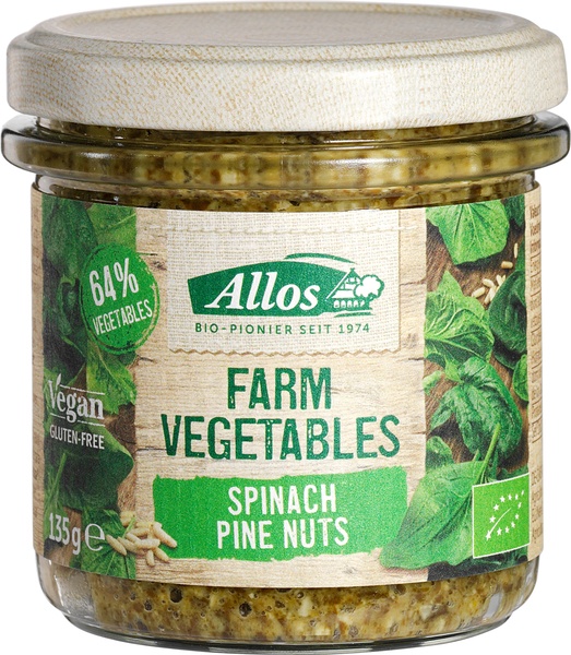 Allos Farm vegetables spinazie & pijnboompitten bio (135 gr)