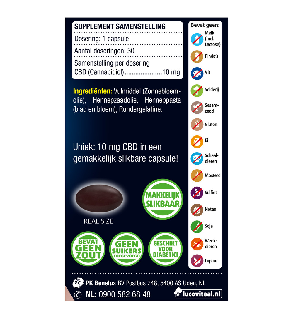 Lucovitaal CBD 10mg (30 capsules) - image 2