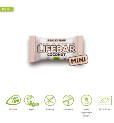 Lifefood Mini Lifebar Energiereep Kokos Raw & Bio (25 gr)