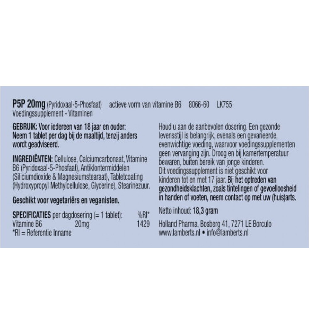Lamberts Vitamine B6 (60 tabletten)