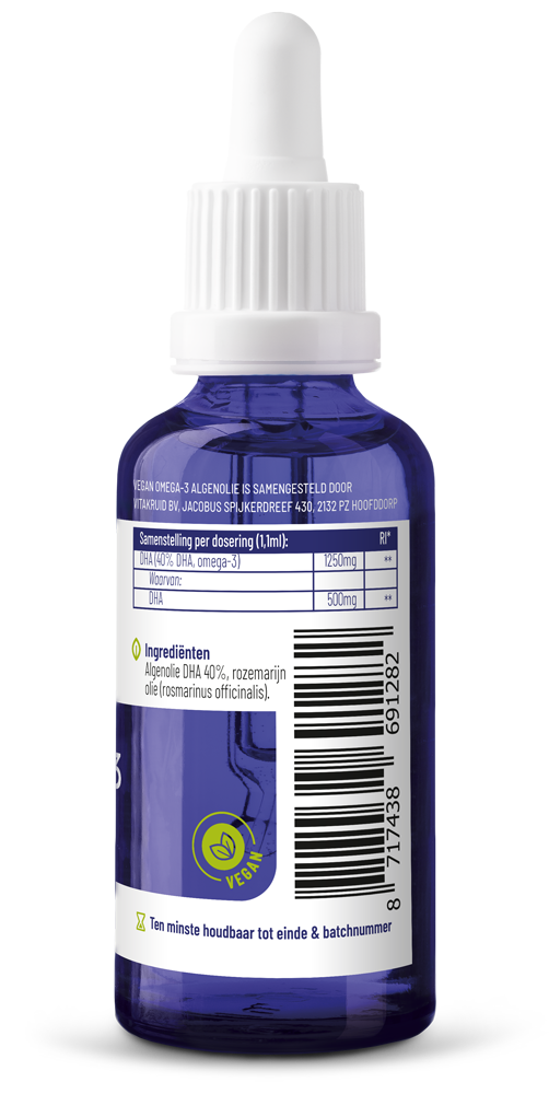 Vitakruid Vegan Omega 3 Algenolie 1250 Tryglyceriden 500 Dha (50 ml)