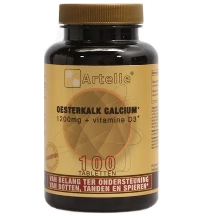 Artelle Oesterkalk 1200mg, Calcium + Vit D3 (100 tabletten)