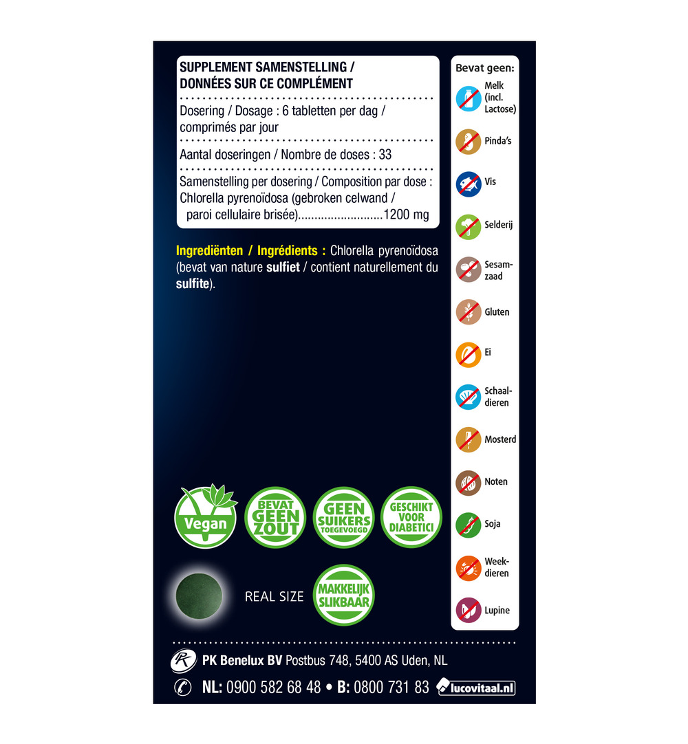 Lucovitaal Chlorella 100% Puur (200 tabletten) - image 3
