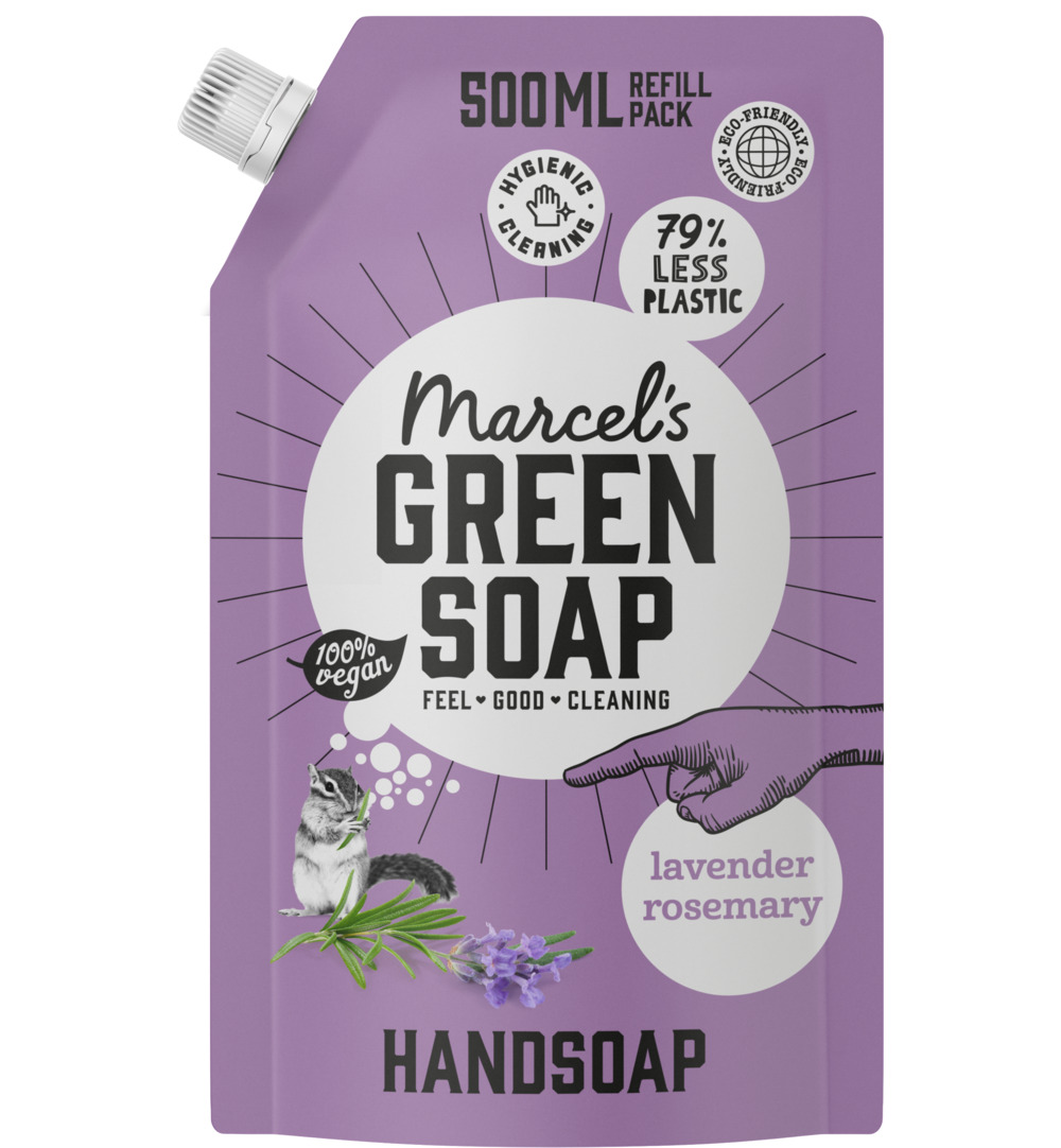 Marcel's Green Soap Handzeep lavendel & rozemarijn navul (500 ml)