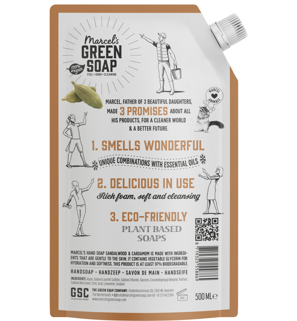 Marcel's Green Soap Handzeep sandelhout & kardemom navul (500 ml)