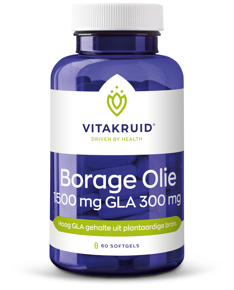 Vitakruid Borage Olie 1500Mg Gla 300Mg Uit Plantaardige Bron (60 softgels)