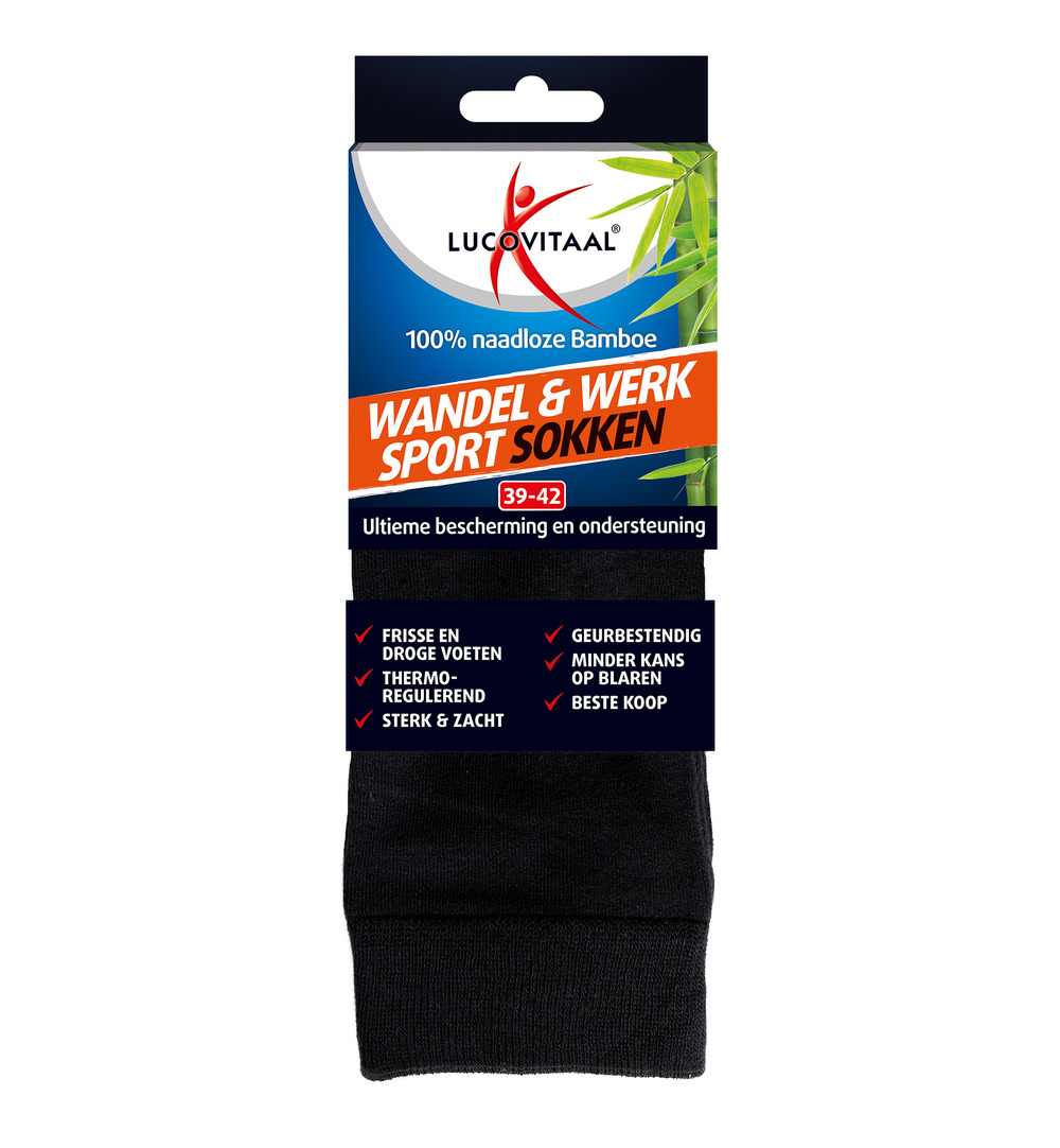 Lucovitaal Bamboe Wandel, Werk & Sportsokken 39-42 (1 paar)