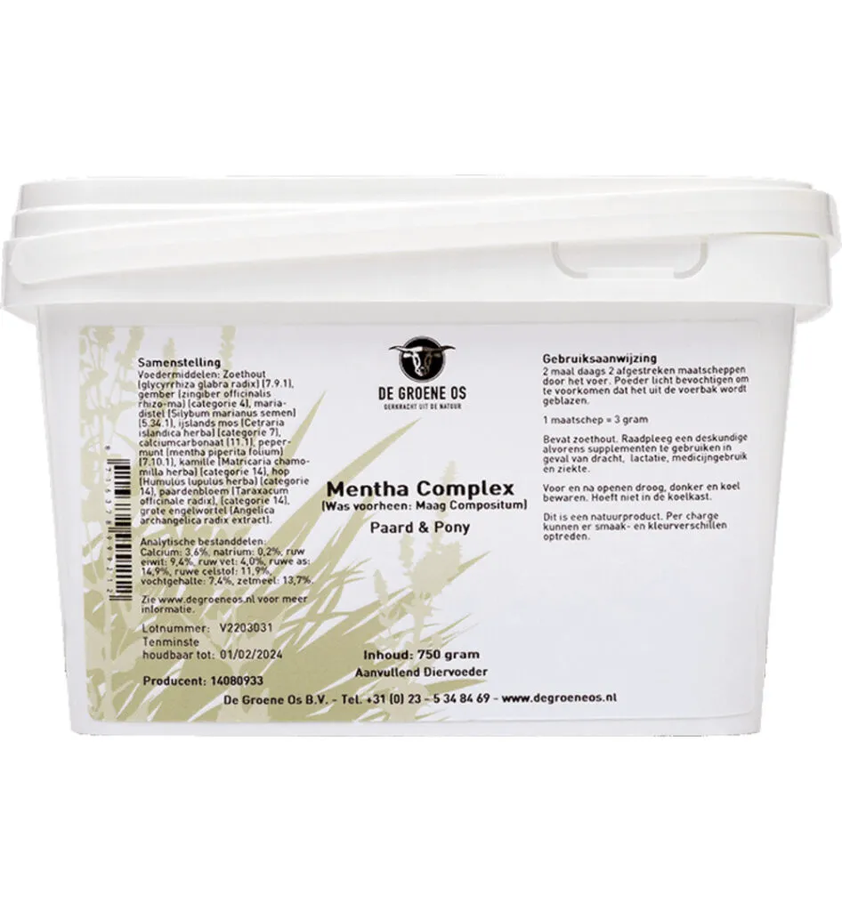 Degroene Os Mentha Complex Paard/Pony (750 gr)