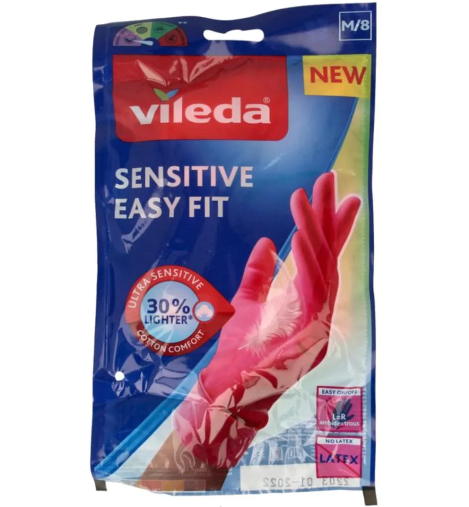 Vileda Handschoen sensitive easy fit M (1 paar)
