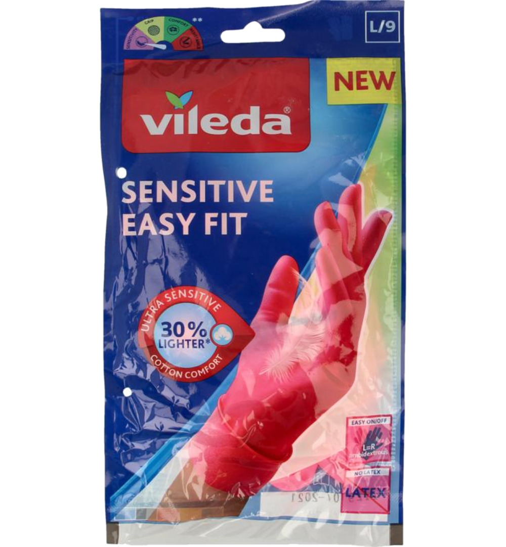 Vileda Handschoen sensitive easy fit L (1 paar)