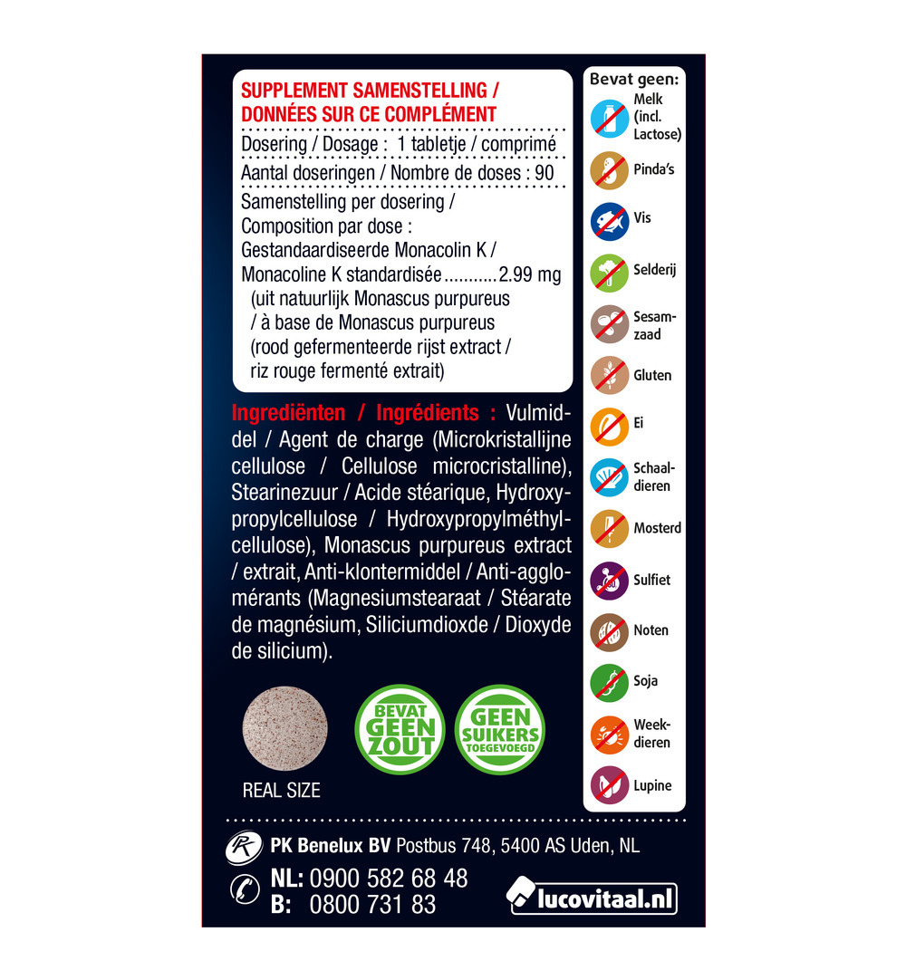 Lucovitaal Rode Gist Rijst (90 tabletjes)