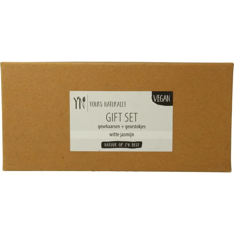 Yours Naturally Gift Set 2 Geurkaars&1X Geursto Kjes Witte Jasmijn (1 set)