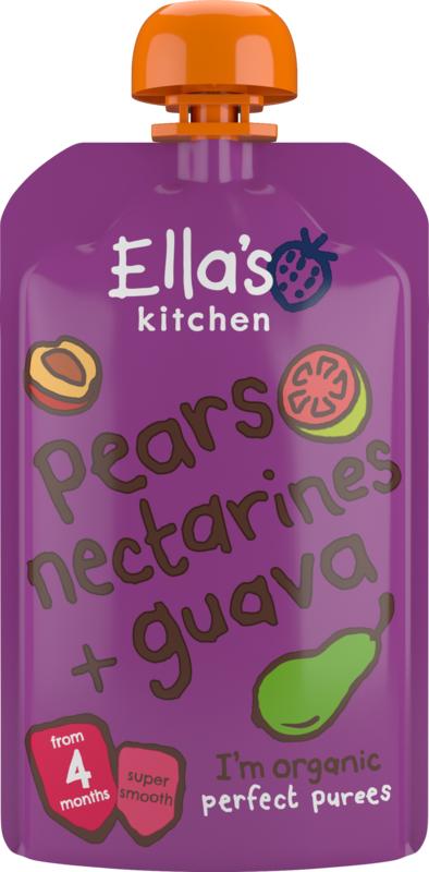 Ella's Kitchen Pears nectarines & guava 4+ kn ijpzakje bio (120 gr)