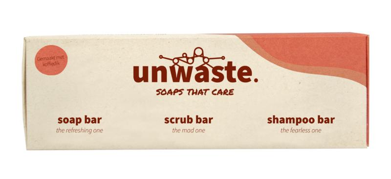 Unwaste Gift set coffee soap scrub sham poo (1 stuk)