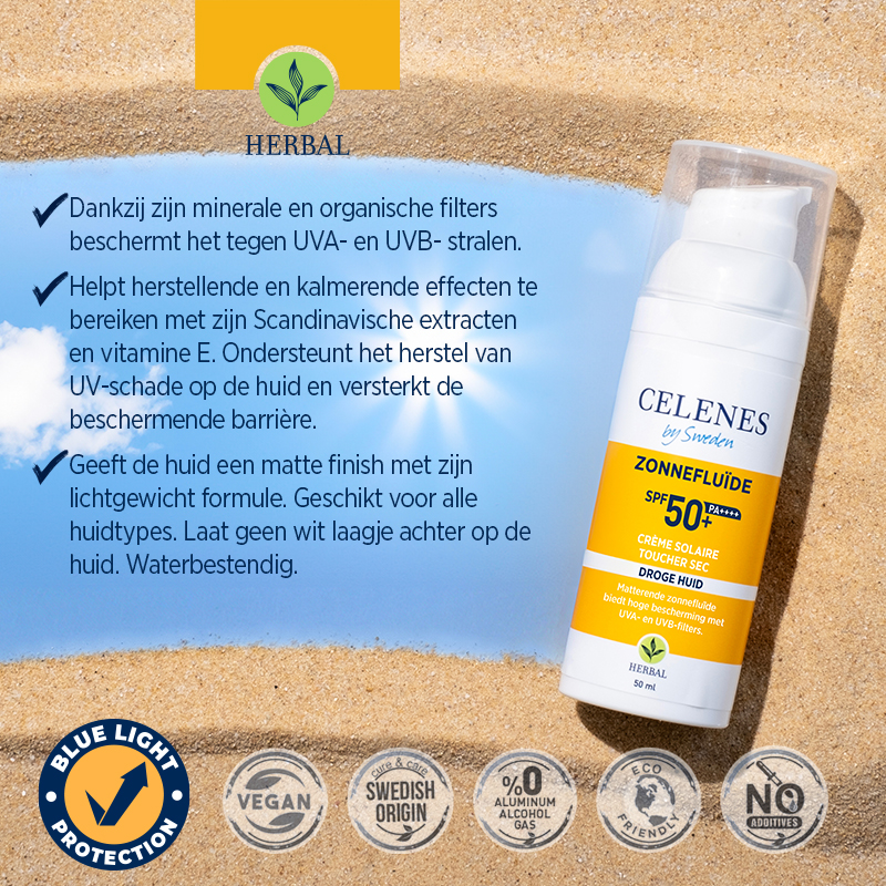 Celenes Herbal dry touch sunscreen fluid SPF50 (50 ml)
