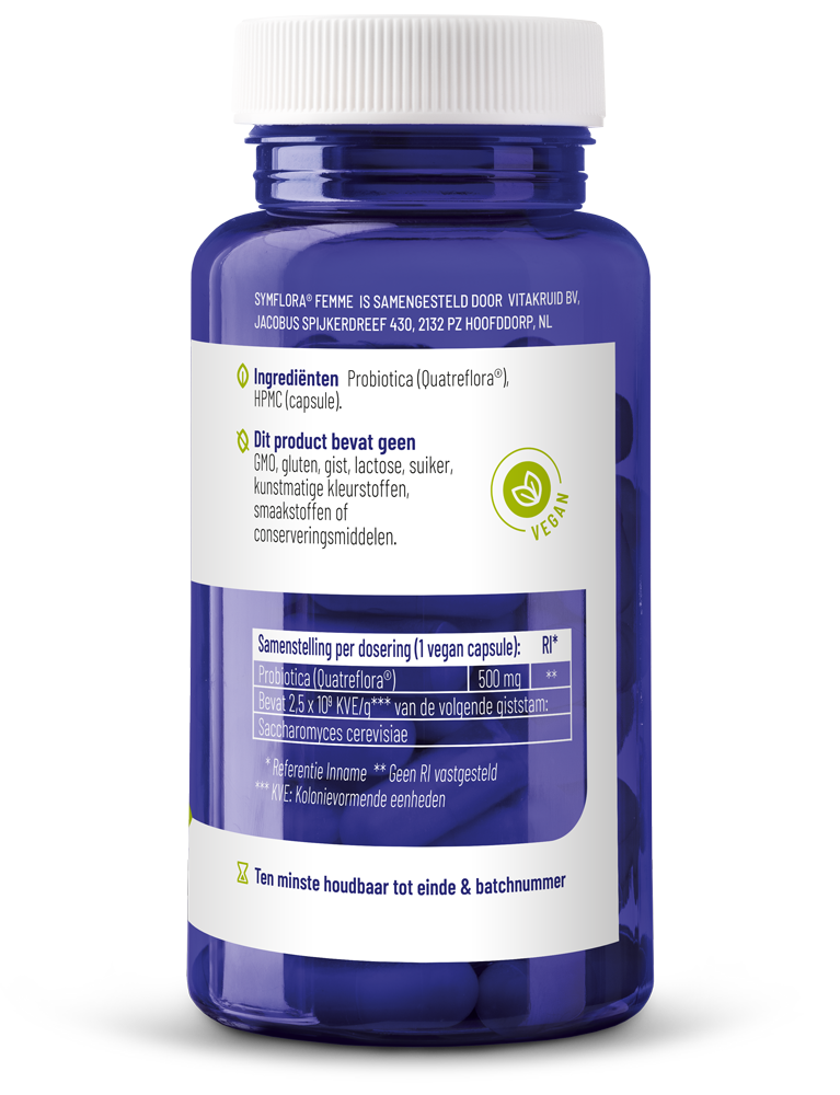 Vitakruid Symflora® Femme Probiotica Voor Vrouwen (90 vega capsules) - image 2