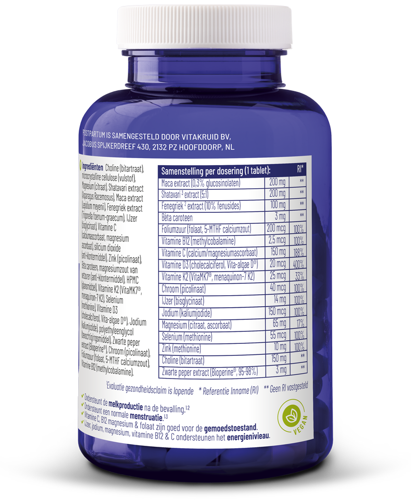 Vitakruid Postpartum Mama Oa Fenegriek, Shatavari & Choline (90 tabletten) - image 2