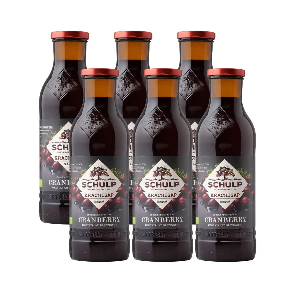 Schulp Krachtsap Cranberry Puur Bio 6 Pack (6 x 750 ml)