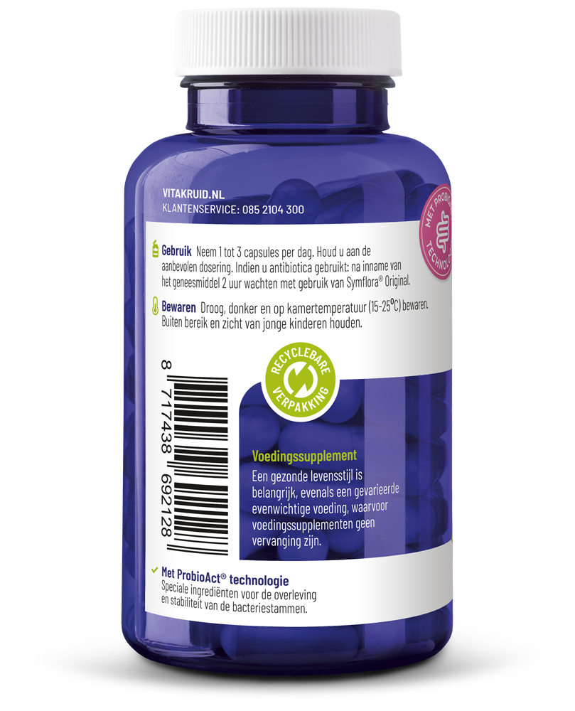 Vitakruid Symflora® Original Pre- En Probiotica 8 Stammen (90 vega capsules)