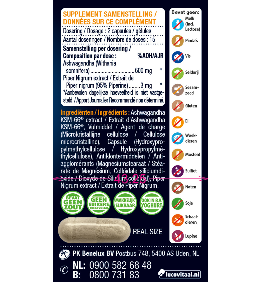 Lucovitaal Ashwagandha Ksm-66 Super (30 capsules)