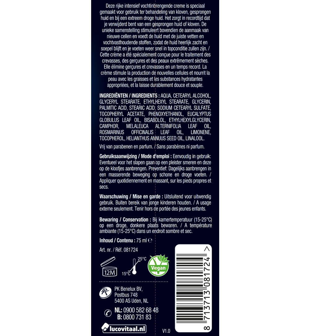 Lucovitaal Kapotte Hielkloven Crème (75 ml)