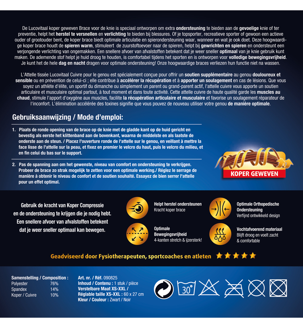 Lucovitaal Brace Knie Koper (1 stuk)