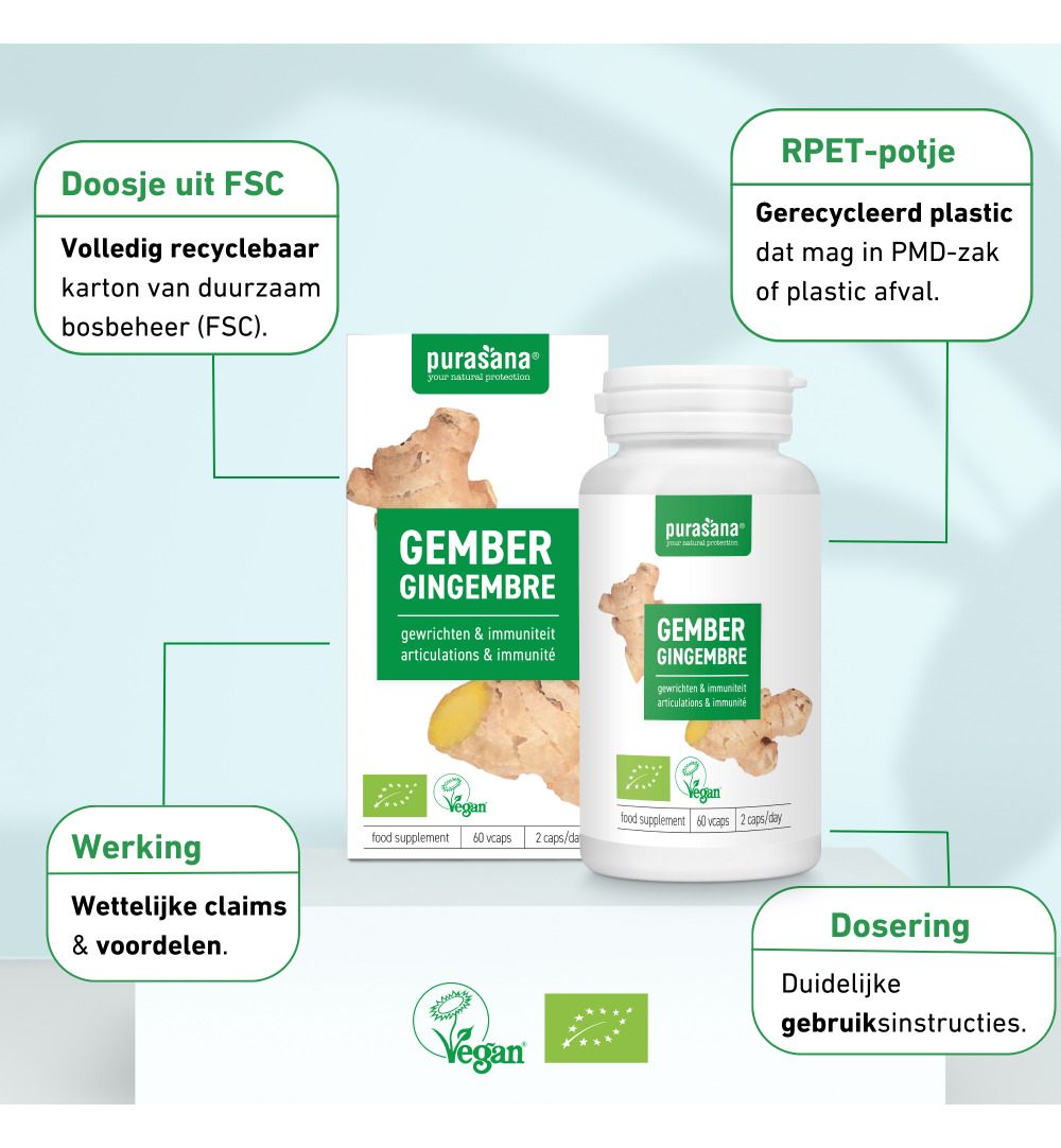 Purasana Gember 250 mg BIO (60 vega capsules) - image 8