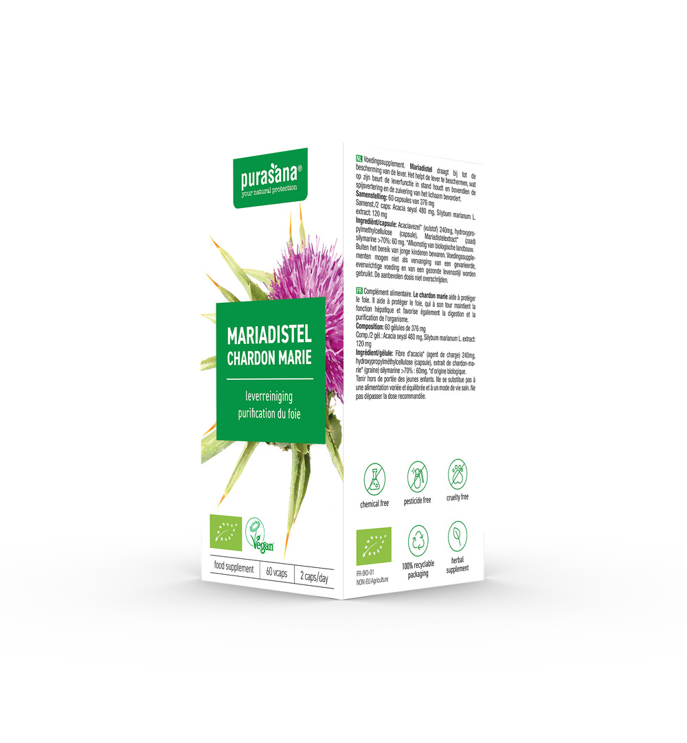 Purasana Mariadistel extract 60 mg (60 vega capsules) - image 4
