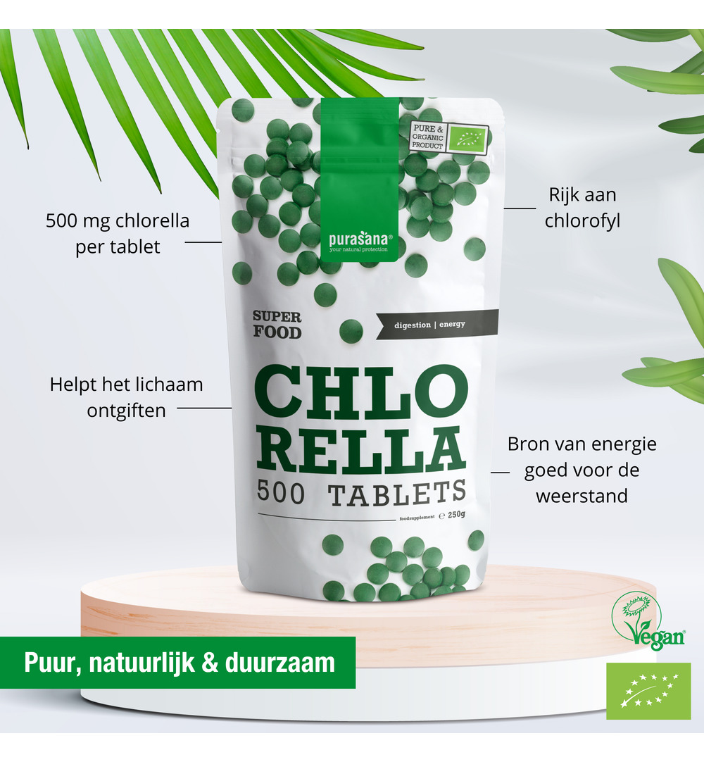 Purasana Chlorella 500 mg BIO (500 tabletten) - image 2