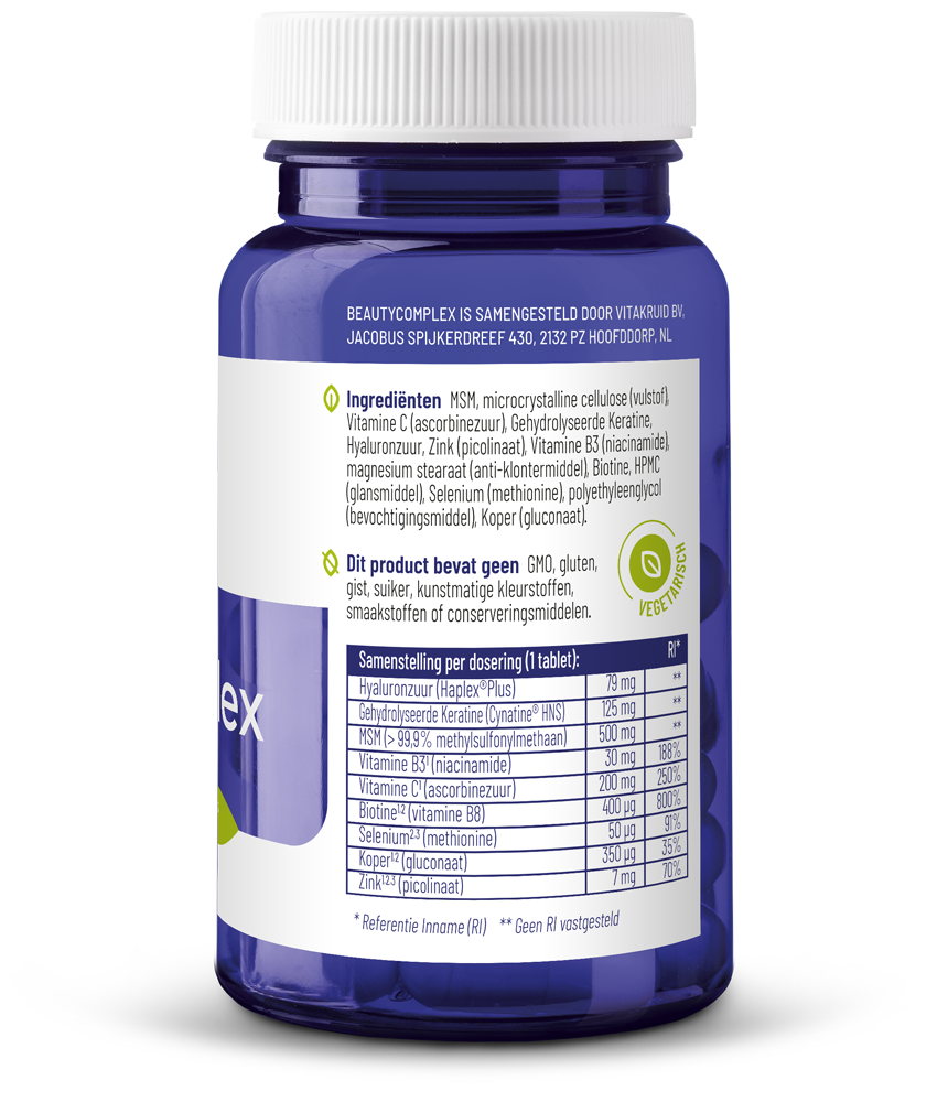 Vitakruid Beautycomplex Met Keratine Hyaluronzuur & Biotine (60 tabletten) - image 2