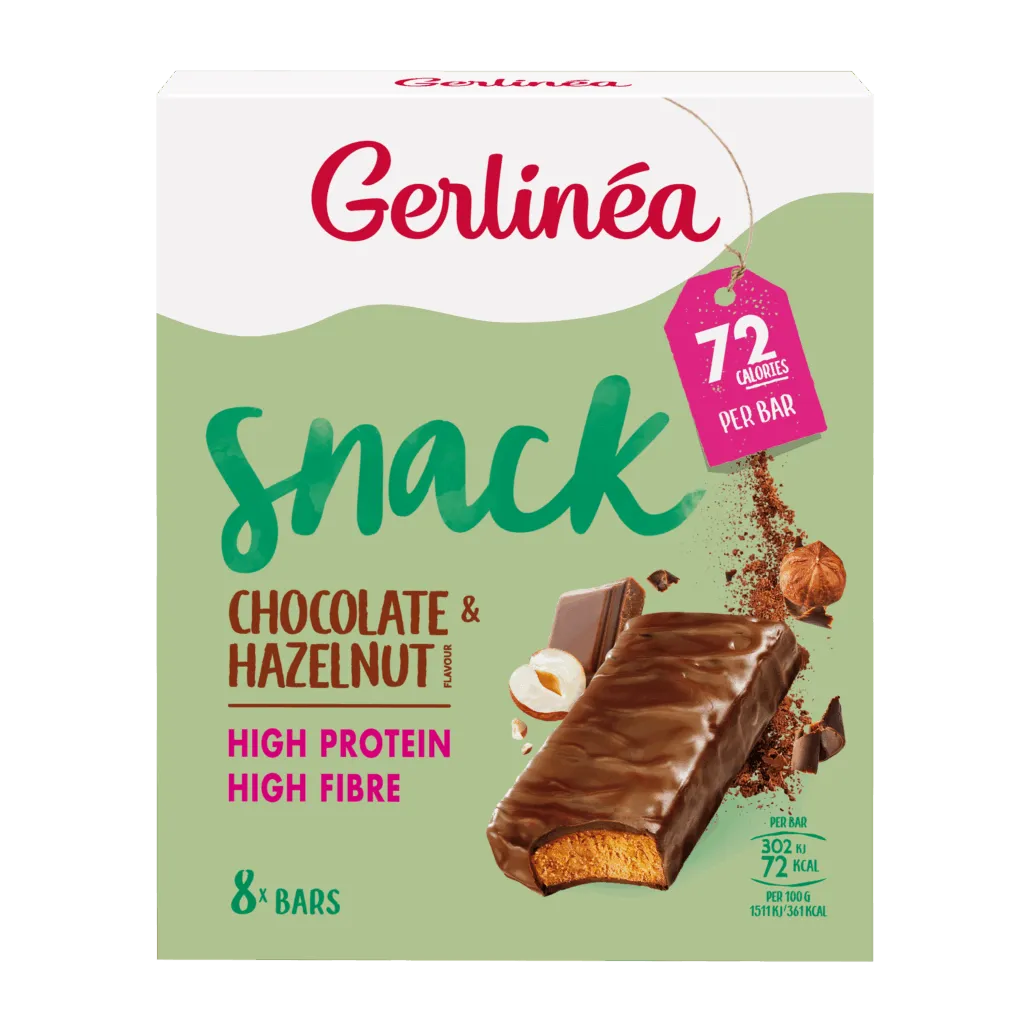 Gerlinéa Snackrepen Chocolade & Hazelnoot Smaak (8 X 20 gr)