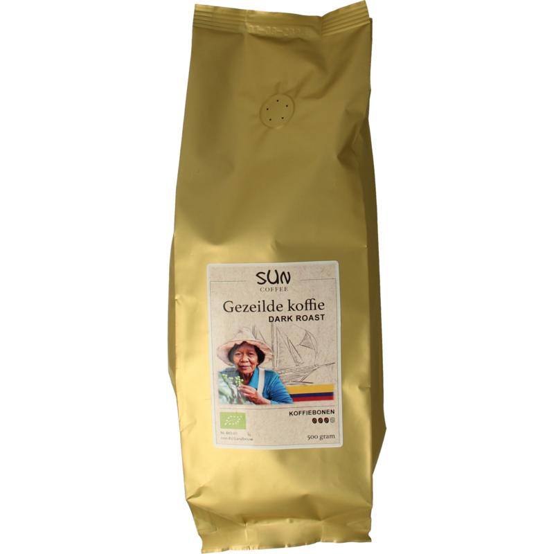 Sun Coffee Gezeilde Koffiebonen Dark Roast Bio (500 gr)