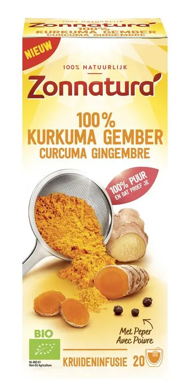 Zonnatura Kurkuma Gember 100% Thee Bio (20 zakjes)