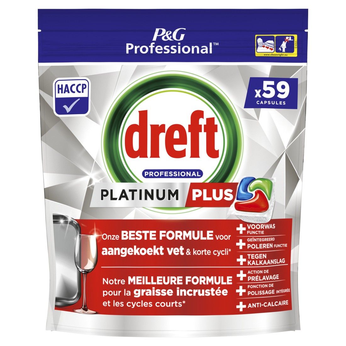 Dreft Professional Platinum Plus Vaatwastabletten Regular (59 tabletten)