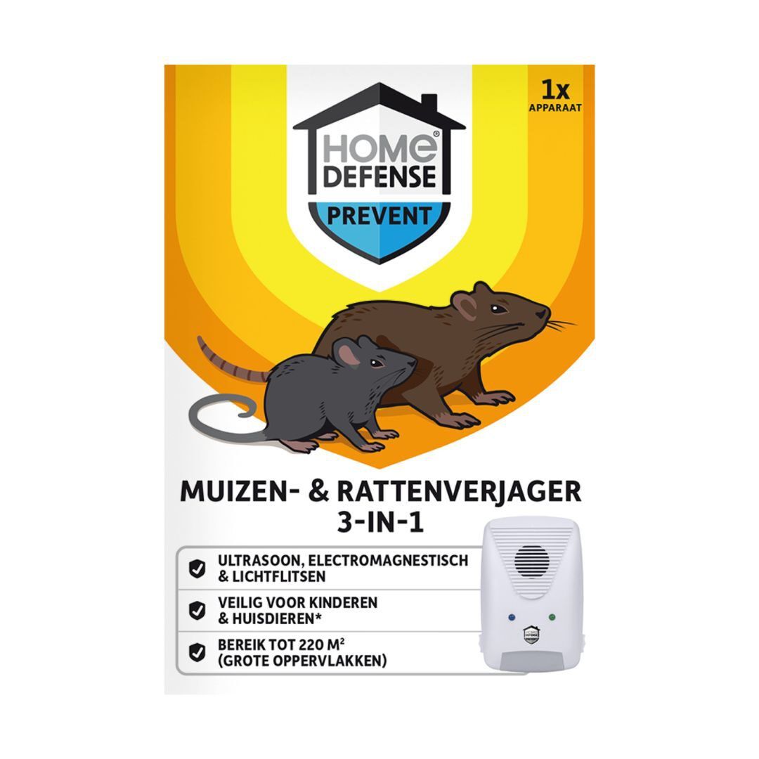Home Defense Muizen- En Rattenverjager Ultrasoon, Elektromagnetisch En Lichtflitsen 220 M2 (1 stuk)