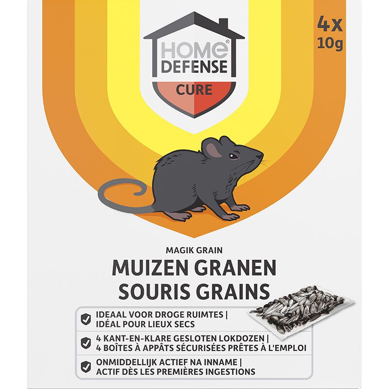 Home Defense Muizen Granen Alfachloralose Kant-En-Klare Lokdoos 'Magik Grain' (4 stuks)