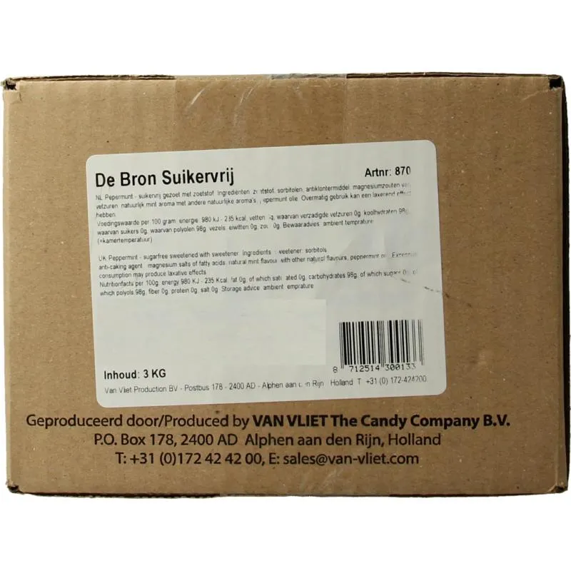 De Bron Pepermunt Suikervrij (3000 gr)