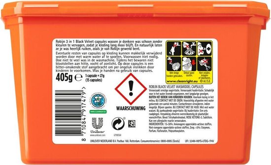 Robijn Wasmiddel 3in1 Capsule Black Velvet (15 stuks)