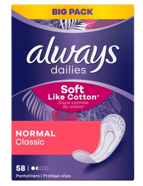 Always Dailies Soft Like Cotton Normal Classic (58 stuks)