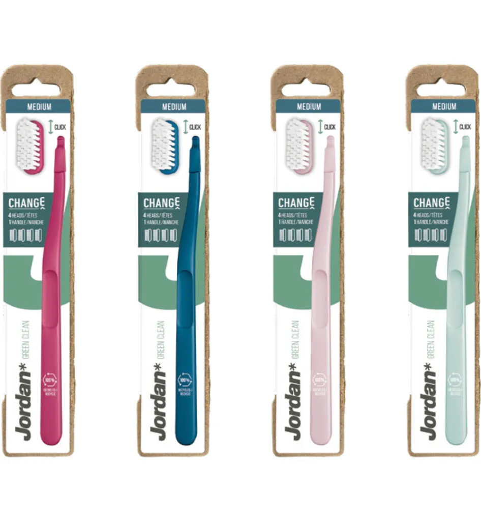 10x Jordan Tandenborstel Green Clean Change Medium 4-pack (1 set)