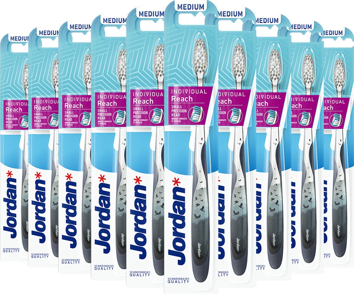 10x Jordan Tandenborstel Individual Reach Medium (1 stuk)