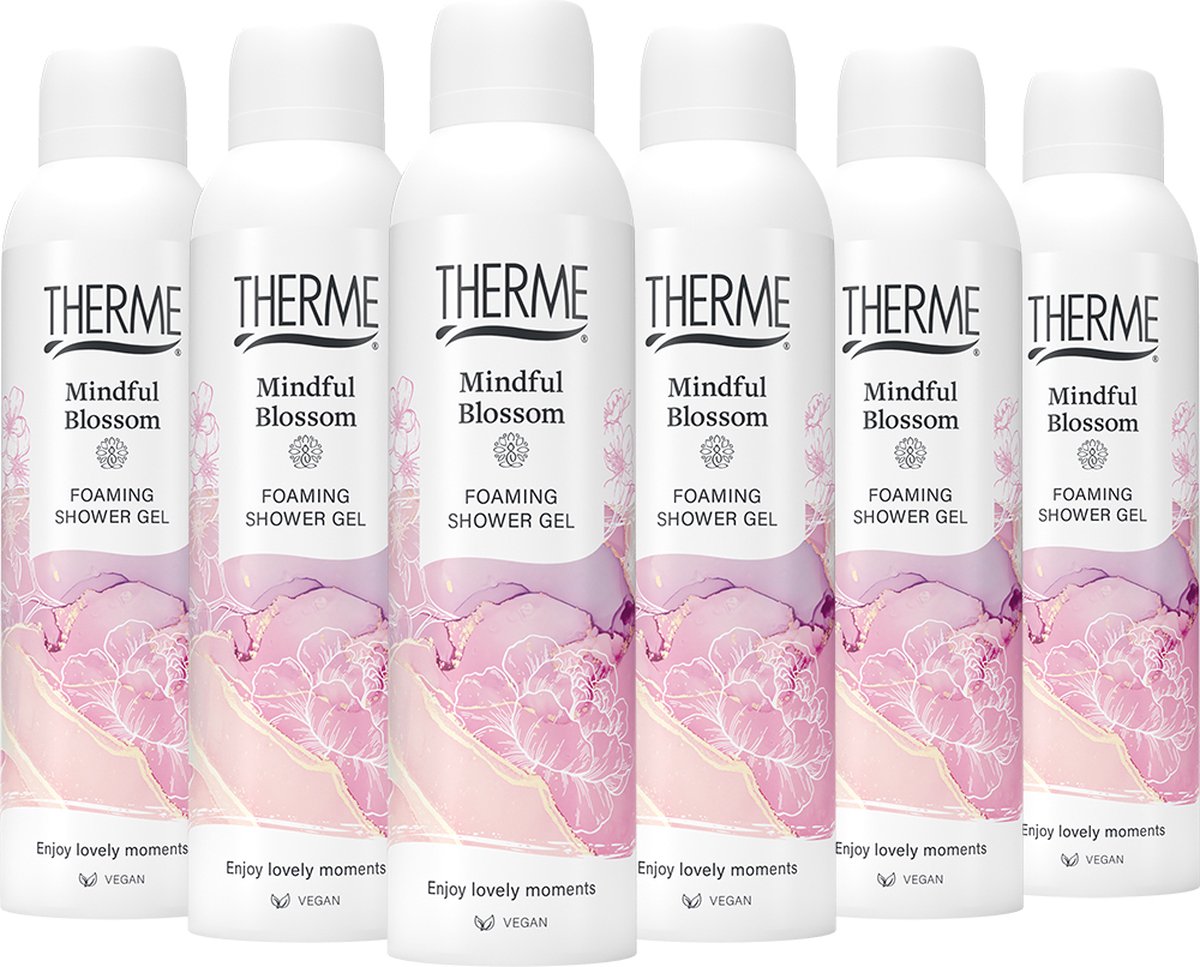6x Therme Mindfull blossom foaming showergel (200 ml)