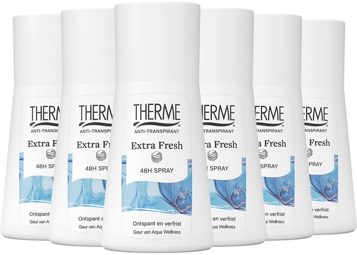 6x Therme Deospray anti-transpirant extra fresh (75 ml)