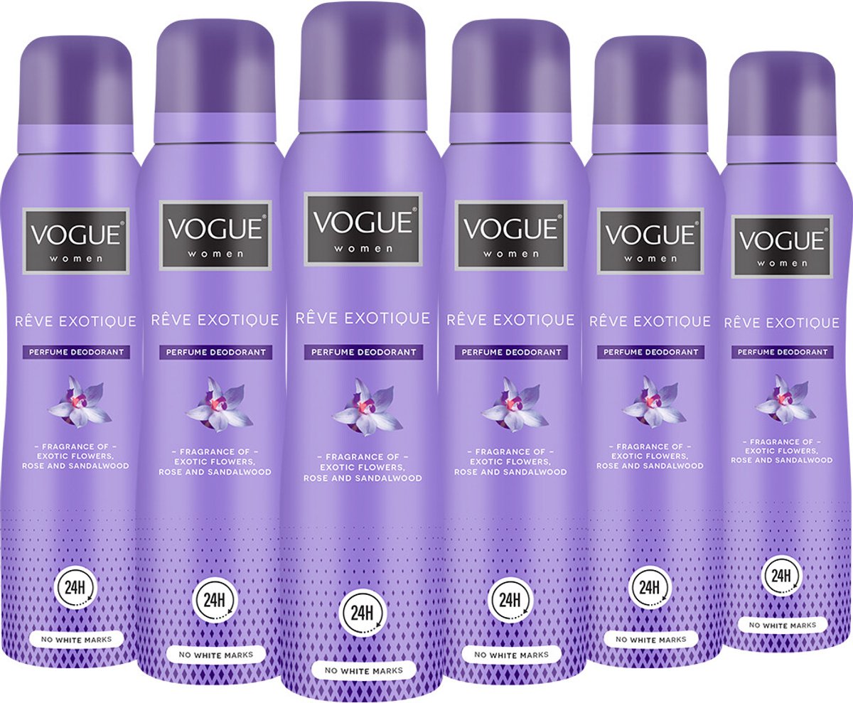 6x Vogue Women Parfum deodorant reve exolique (150 ml)