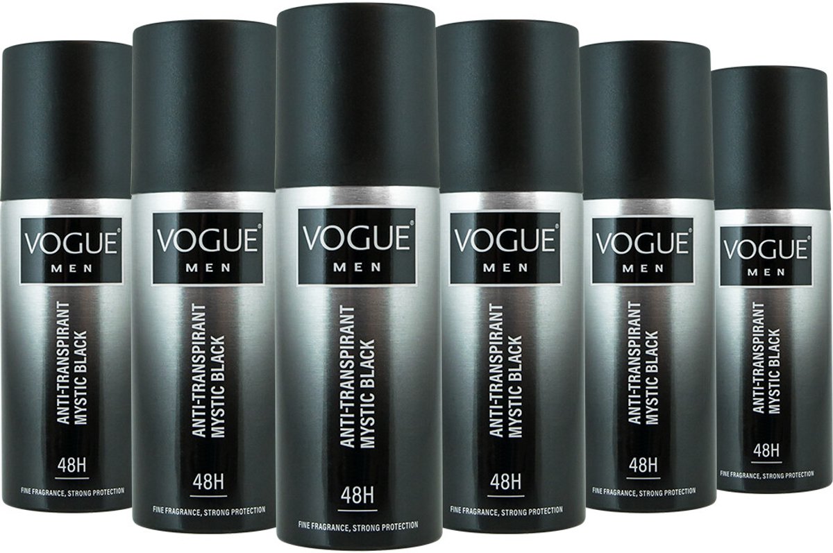 6x Vogue Men Mystic Black Anti-Transpirant (150 ml)