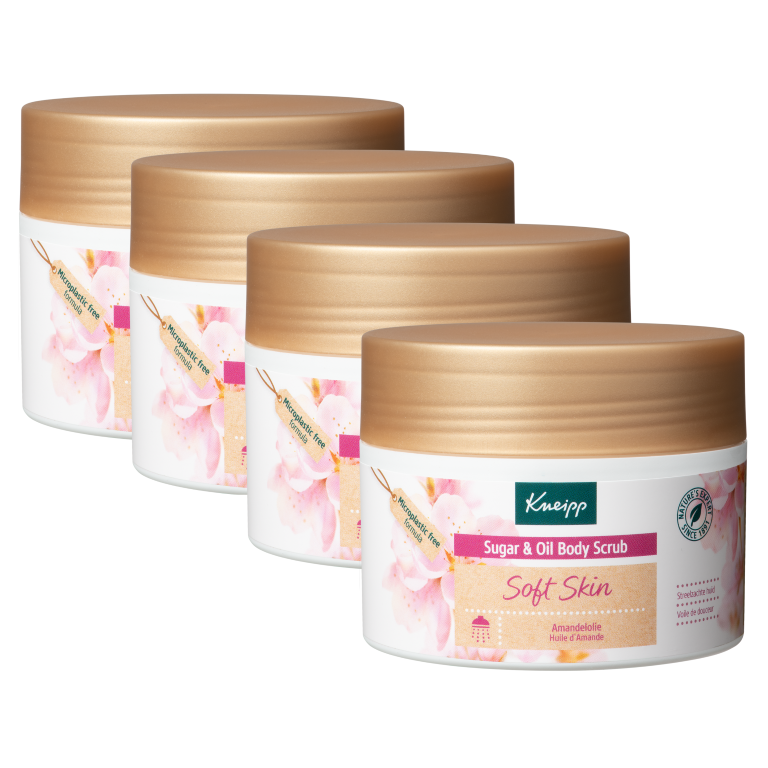 4x Kneipp Body scrub sugar & oil soft skin (220 gr)