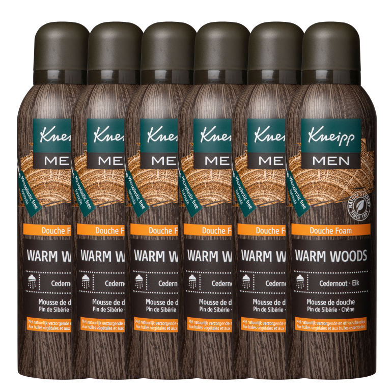 6x Kneipp Men warm woods douche foam cedernoot (200 ml)