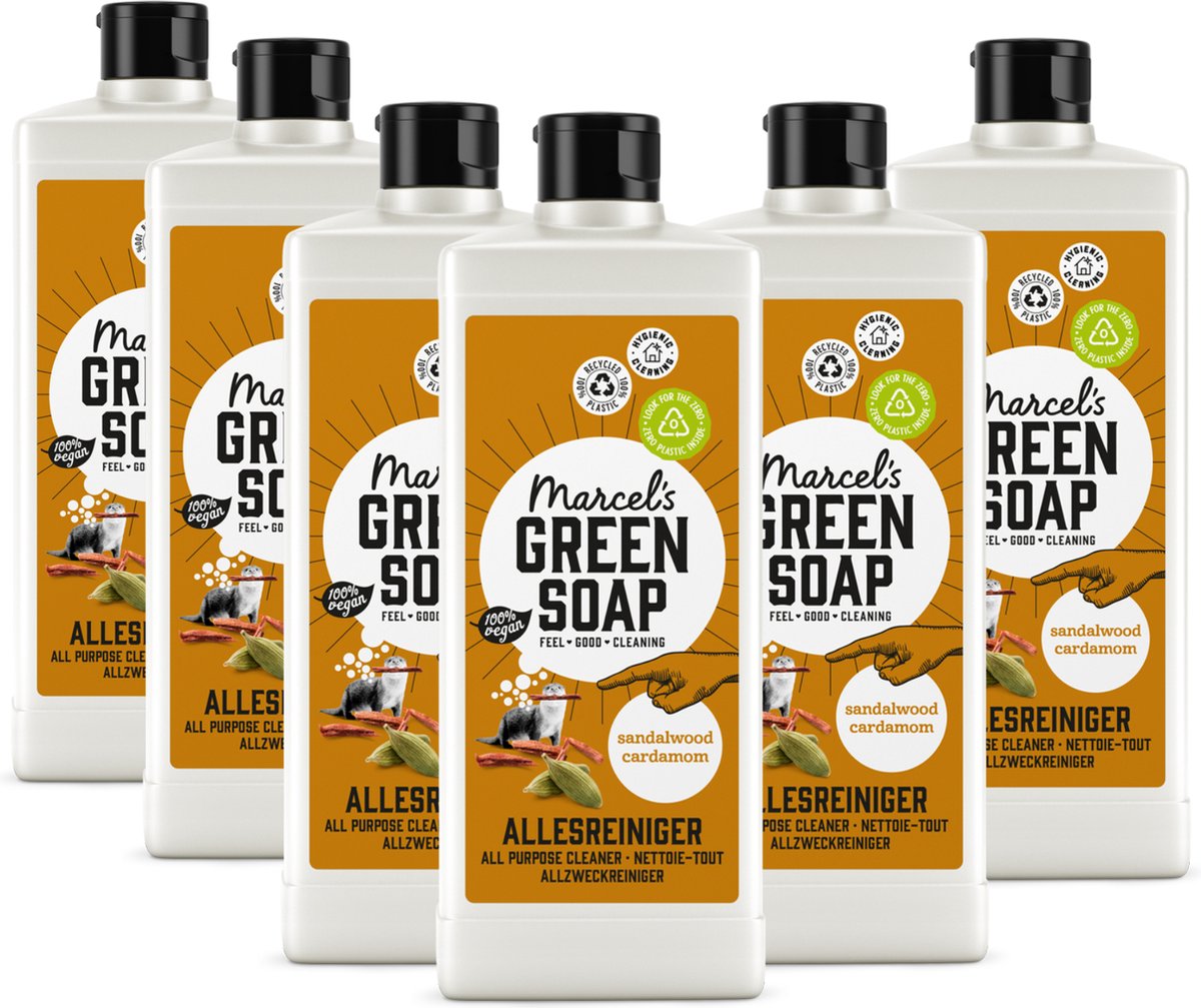 6x Marcel's Green Soap Allesreiniger sandelhout & kardemom (750 ml)