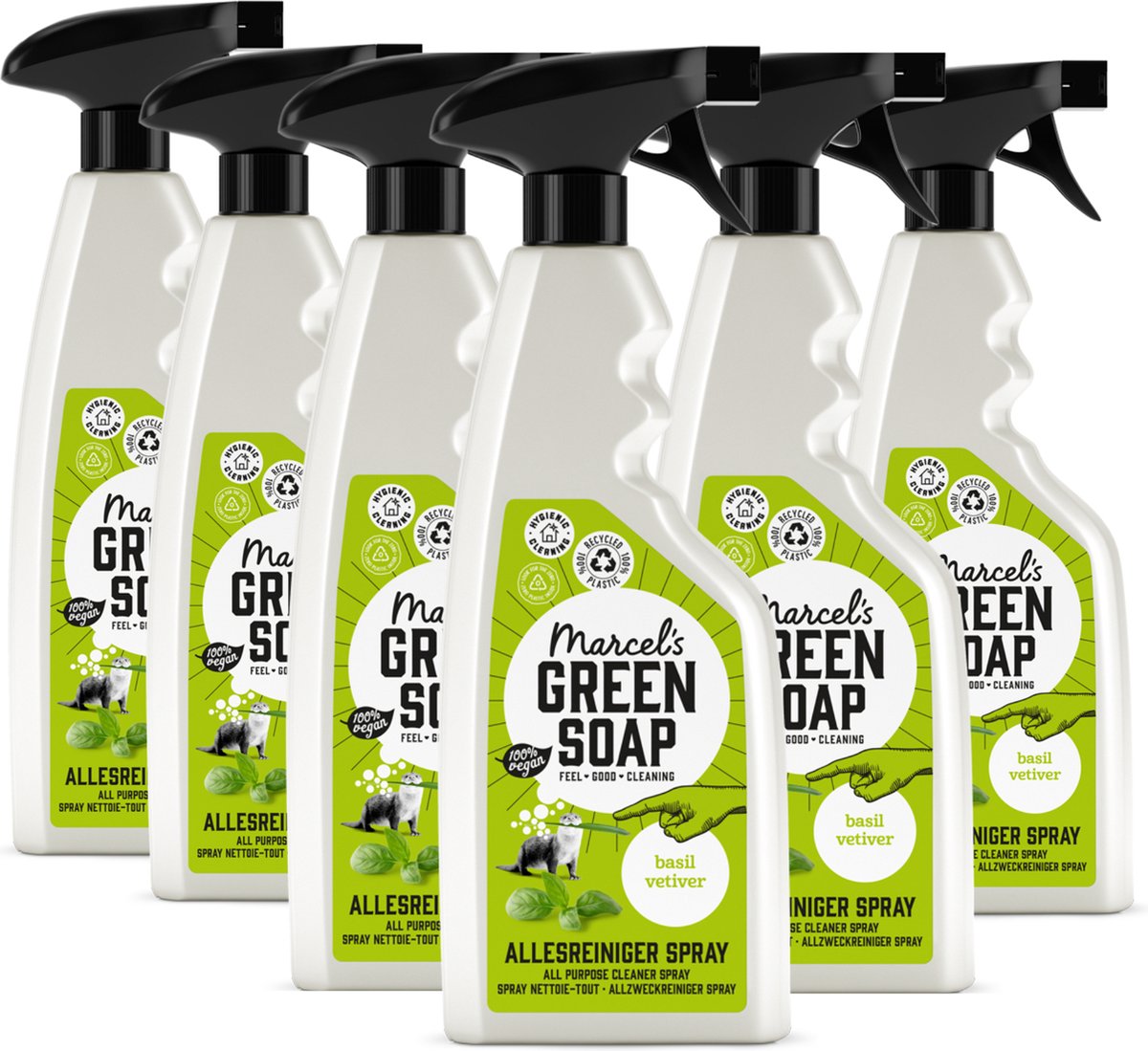 6x Marcel's Green Soap Allesreiniger spray basilicum & vertivertgras (500 ml)