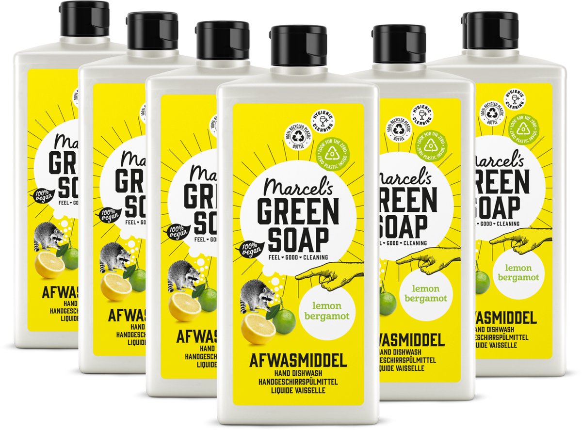 6x Marcel's Green Soap Afwasmiddel Lemon & Bergamot (500 ml)